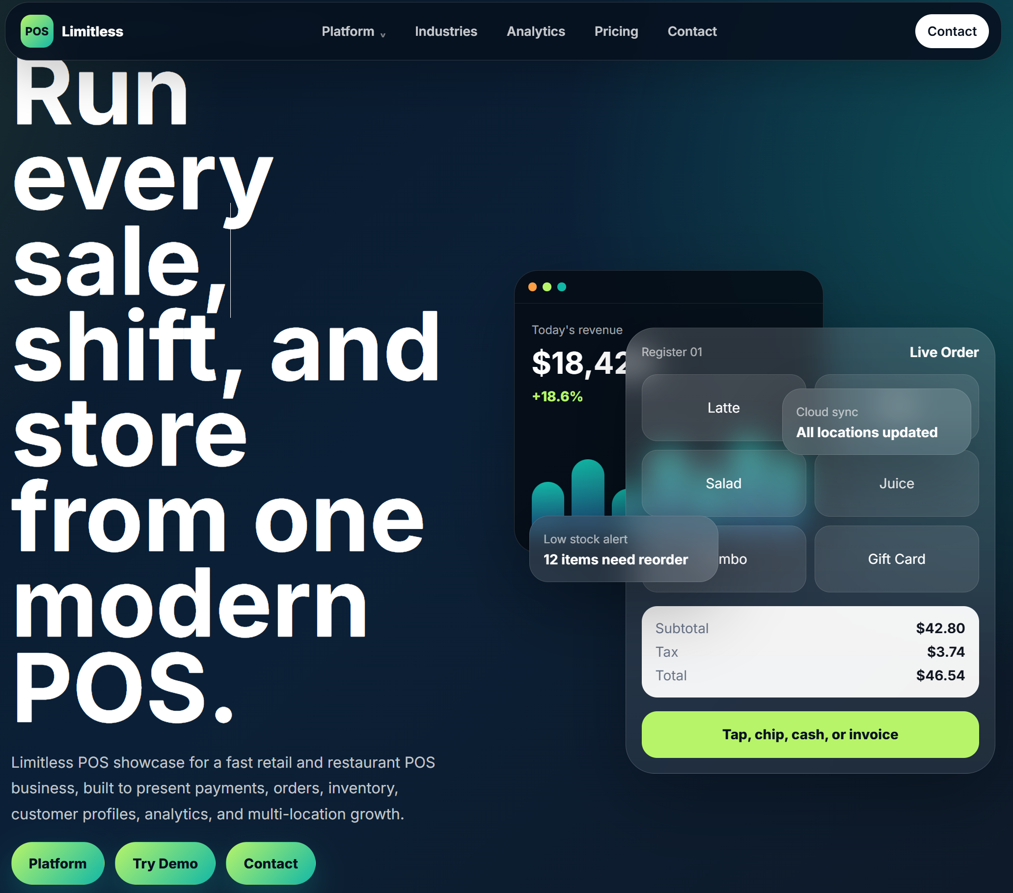 LimitlessPOS analytics dashboard